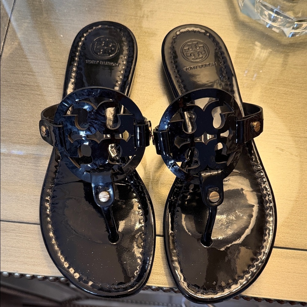 Tory Burch Glossy Black Sandals